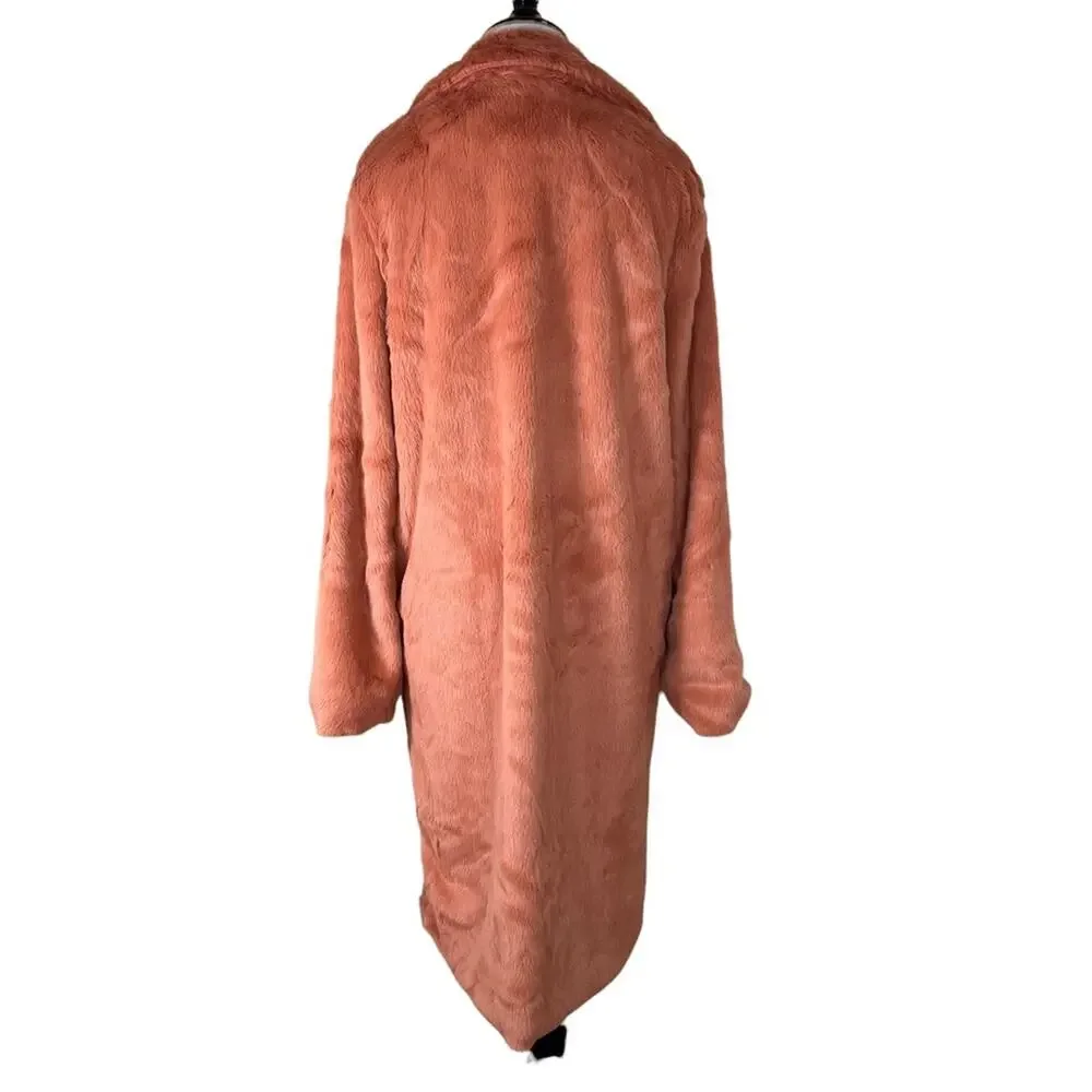 4SI3NNA Hallie Faux Fur Coat in Peach NWOT Small - Picture 9 of 12